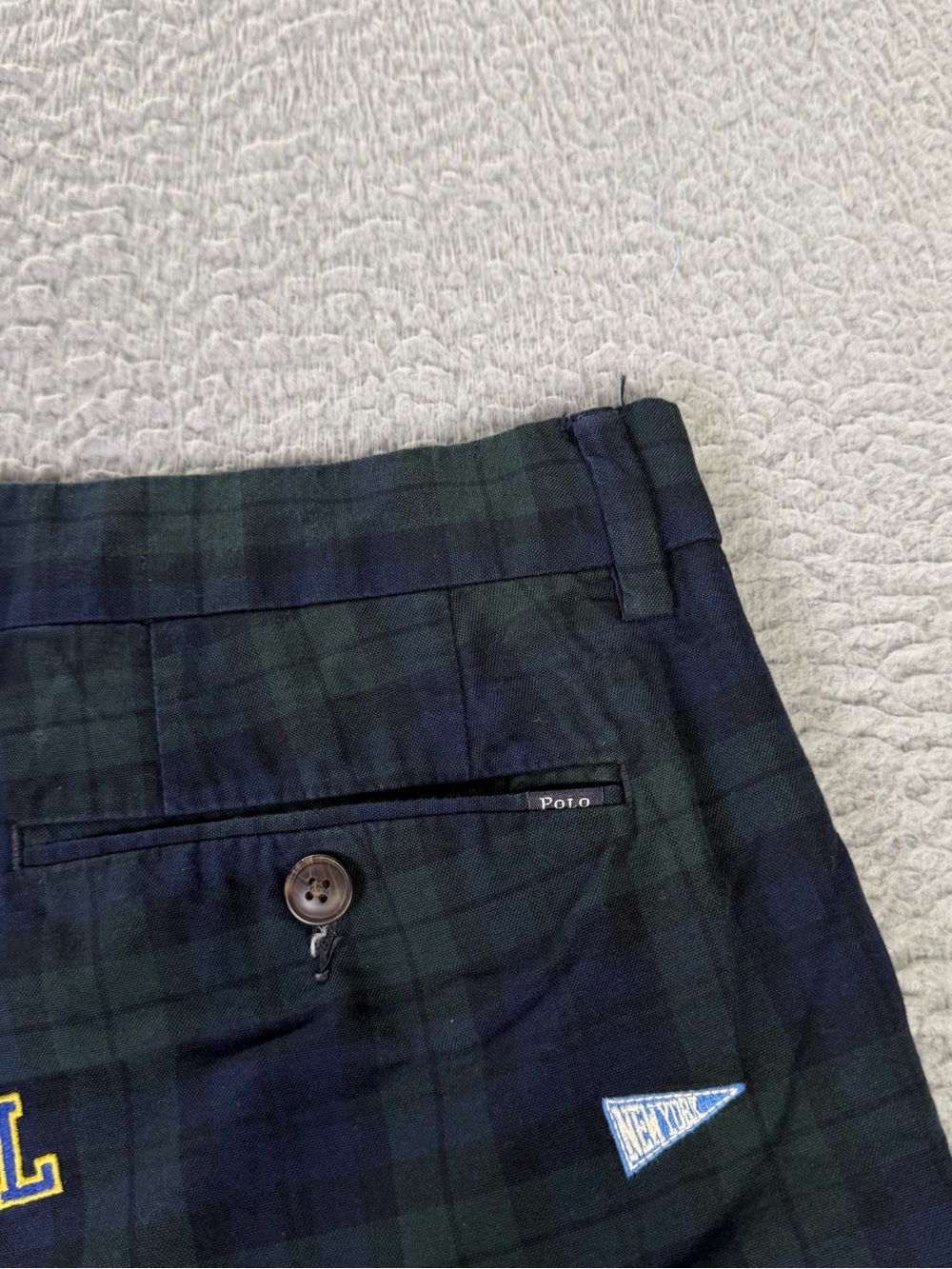 Polo Ralph Lauren Chino Shorts Mens 35 Green Tartan Plaid Embroidered College - Picture 10 of 10